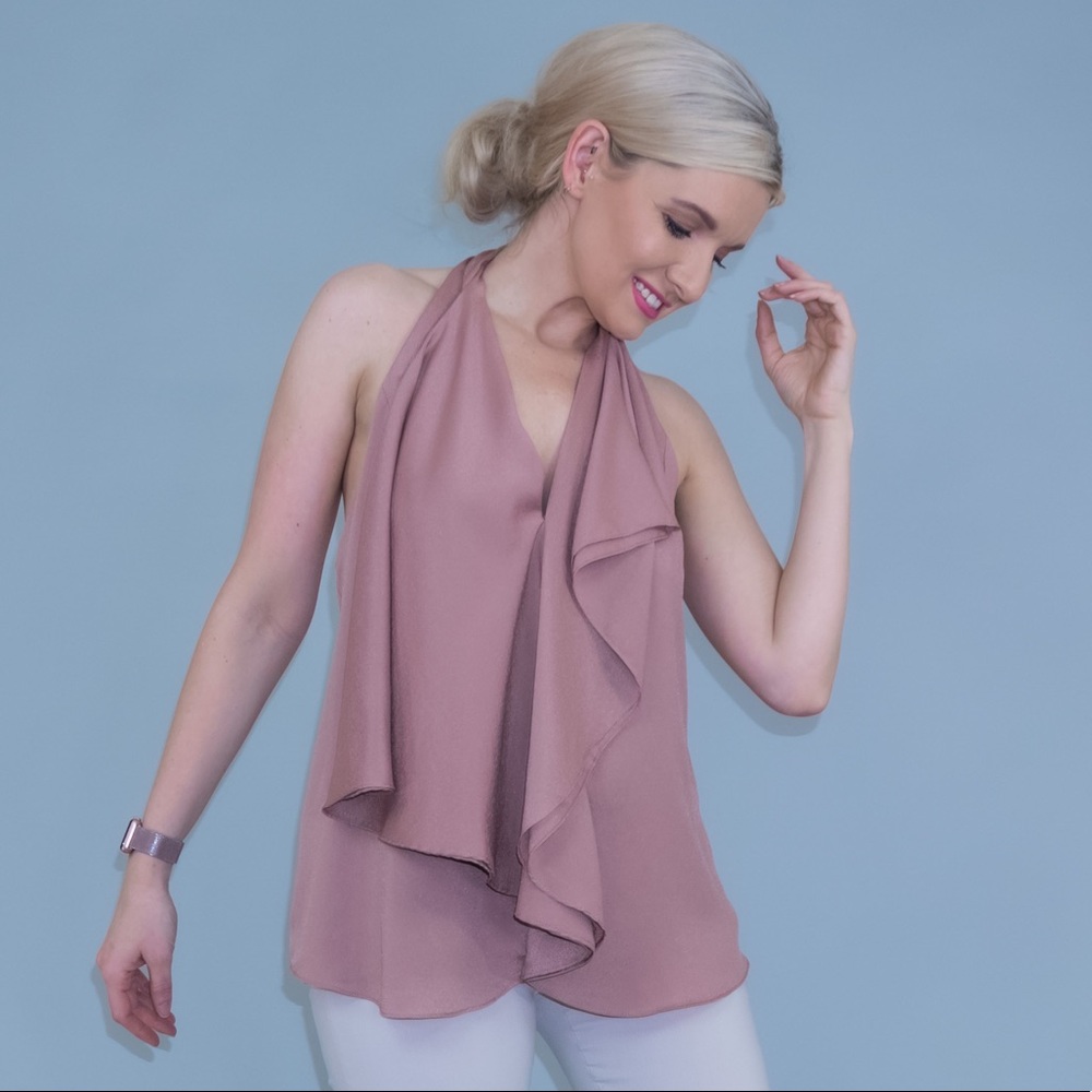 MM Couture Open Back Ruffle Halter Top - Picture 3 of 16